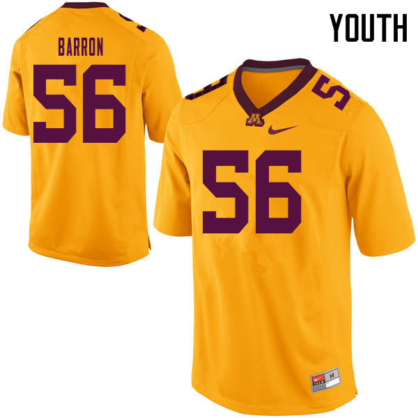 Youth #56 Ty Barron Minnesota Golden Gophers College Football Jerseys Sale-Yellow
